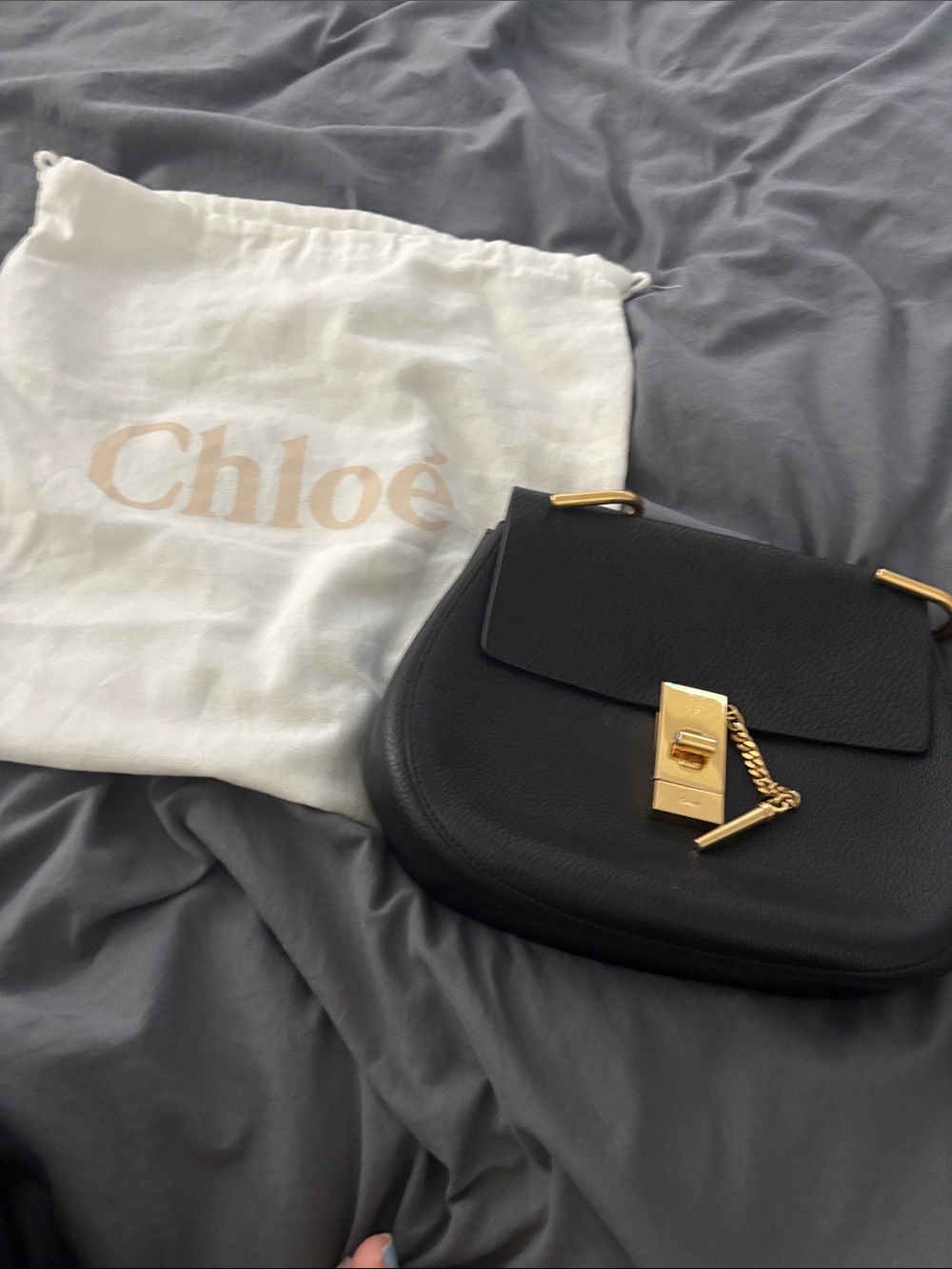 Chloe Black Drew Small Leather Crossbody with Gold Hardware